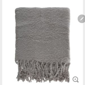 Gray Fringe Throw Blanket